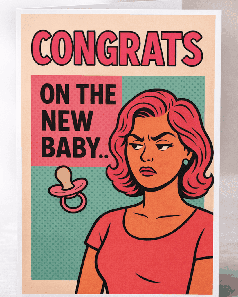 Congrats on the New Baby funny greeting card for a new baby by Side Eye Series