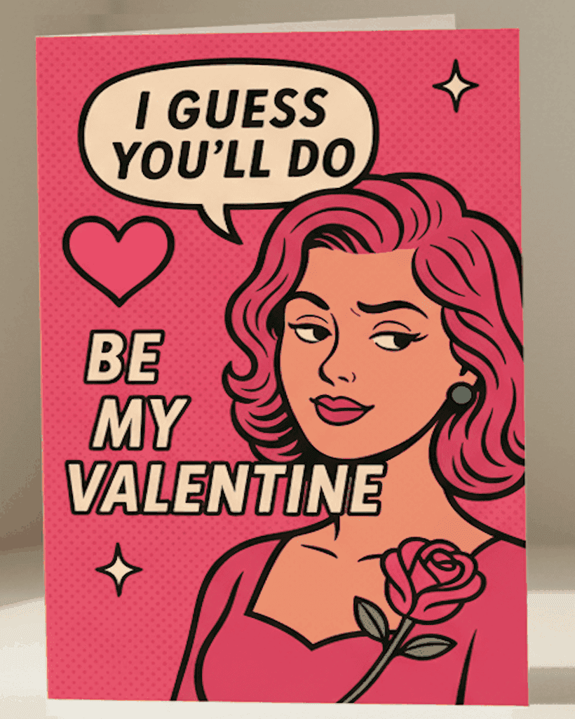 Guess You’ll Do funny sarcastic Valentine’s Day greeting card by Side Eye Series