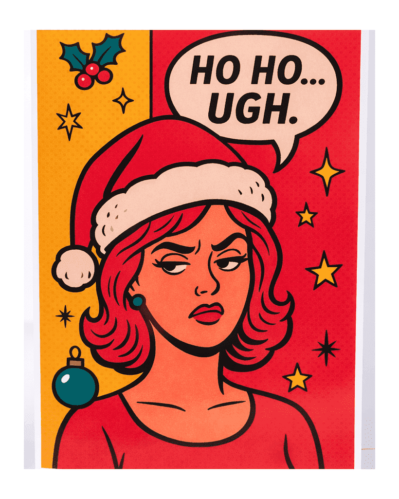 Ho Ho Ugh funny sarcastic Christmas greeting card by Side Eye Series